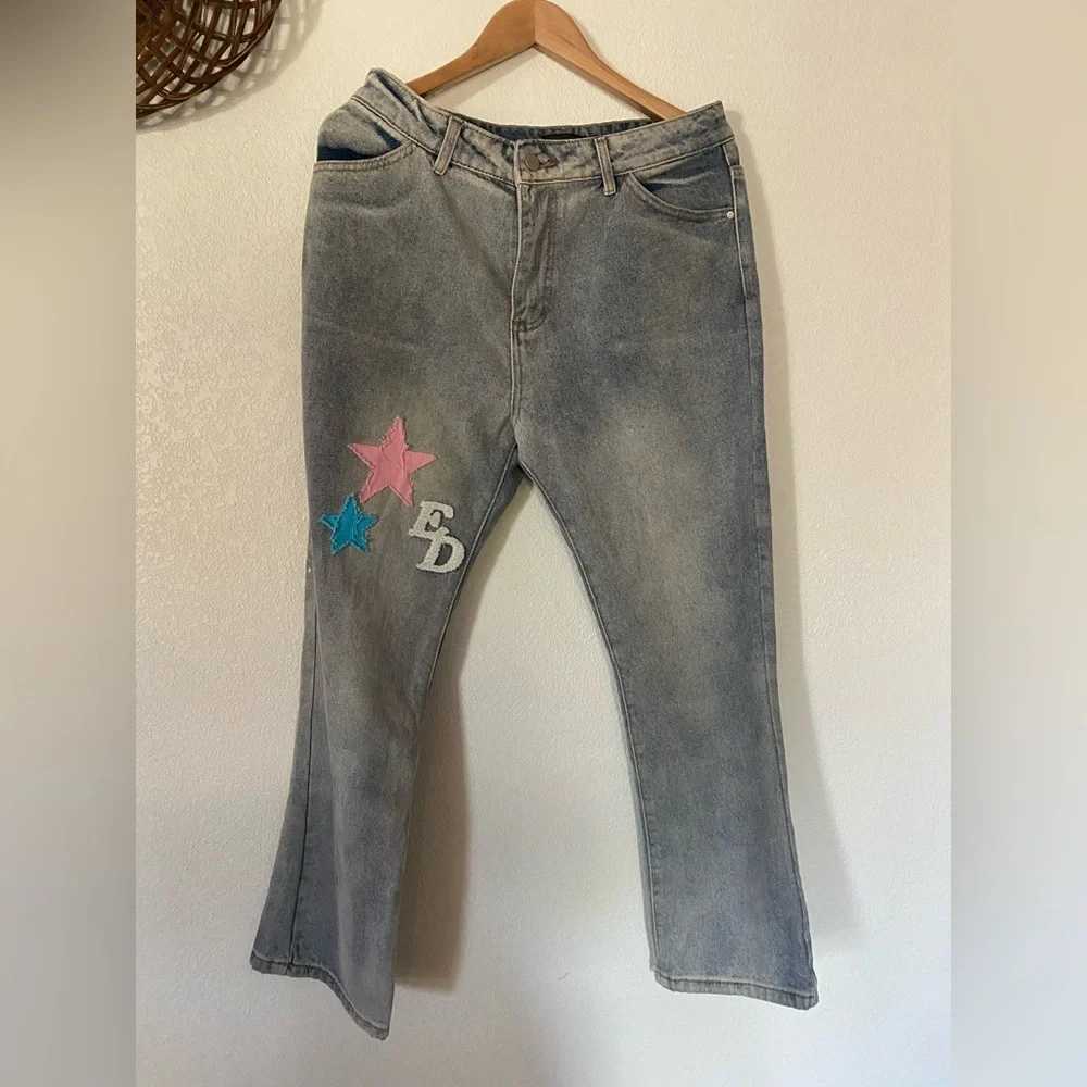 EVDR Straight Patchwork Men Jeans